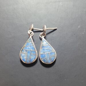 Blue Teardrop 925 Silver Earrings Lapis Lazuli